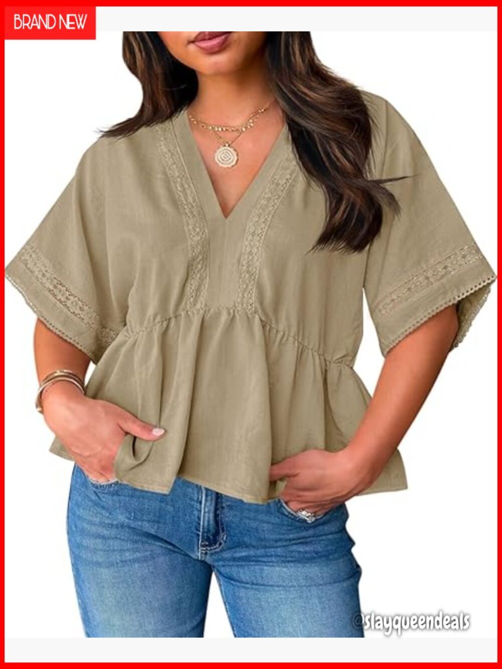 Plus Size Babydoll Tops Cute Summer Eyelet V Neck Short Sleeve Blouses